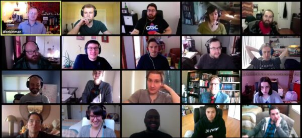 Workinman game studios employees on Zoom