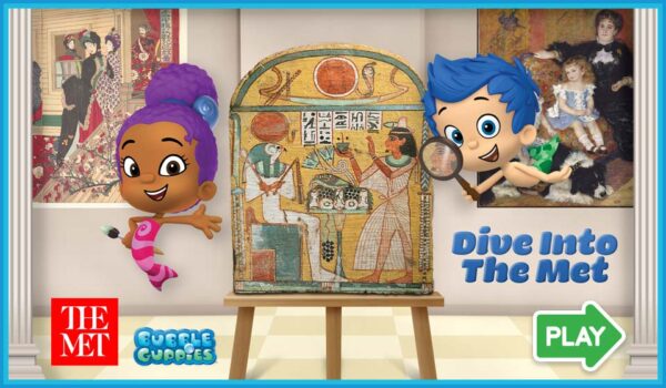 Title screen for Bubble Guppies: Dive into The Met art education game