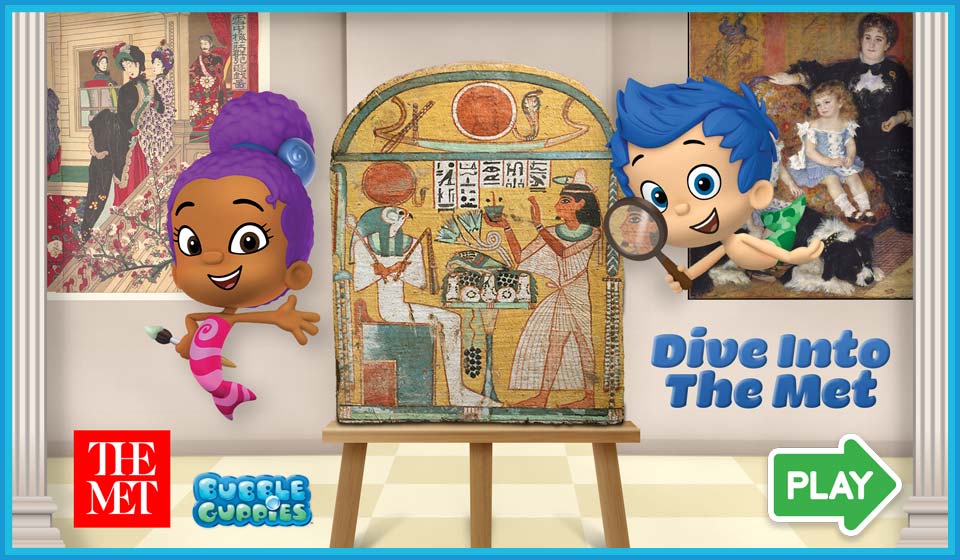 Title screen for Bubble Guppies: Dive into The Met art education game