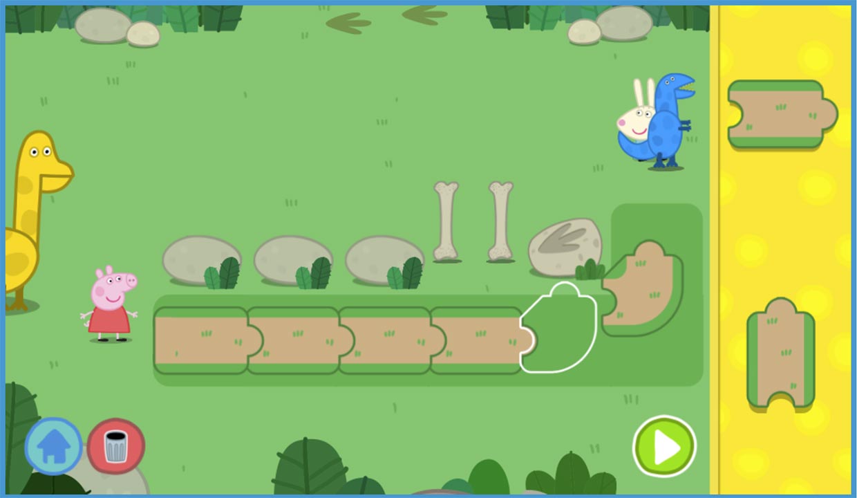 A screenshot of Peppa Pig Hide 'n Seek Spatial Relationships learning game.